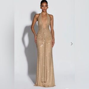 Elegant Gold Sparkle Maxi Dress